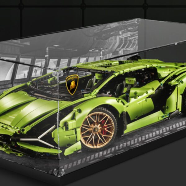 Geschikt voor LEGO 42115 Lamborghini-displaydoos, bouwstenen sportwagenserie, stofdichte opbergdoos (modelset niet inbegrepen) (met thematafereel)