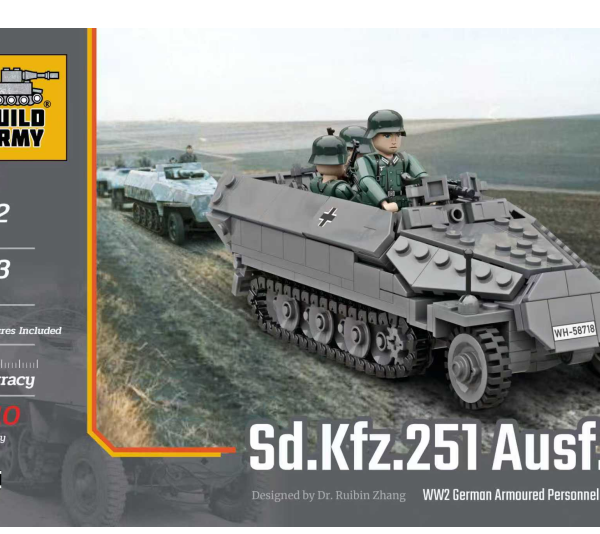 Bouw het legermodel BA0251 Sd. Kfz. 251 Ausf.D (Lego-compatibel bouwsteenmodel)